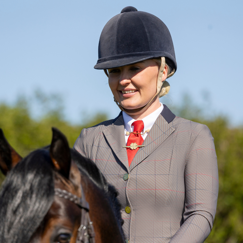 Supreme Products Ladies Champion Show Rider Tweed Jacket - Blue/Red Check-5