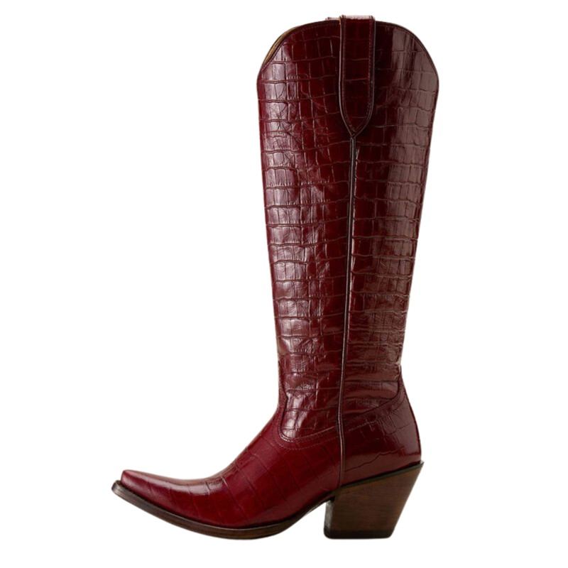 Ariat Women's Casanova Western Boot - Luxe Dubonnet Croc Print-1