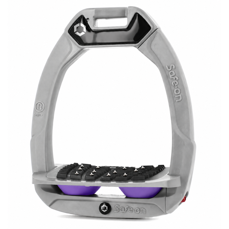 Flex-On Safe-On Inclined Ultra-Grip Stirrups - Grey/Grey/Fresh Lila
