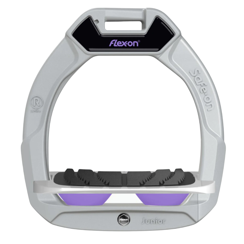 Flex-On Safe-On Junior Inclined Grip Stirrup - Grey/Grey/Fresh Lila