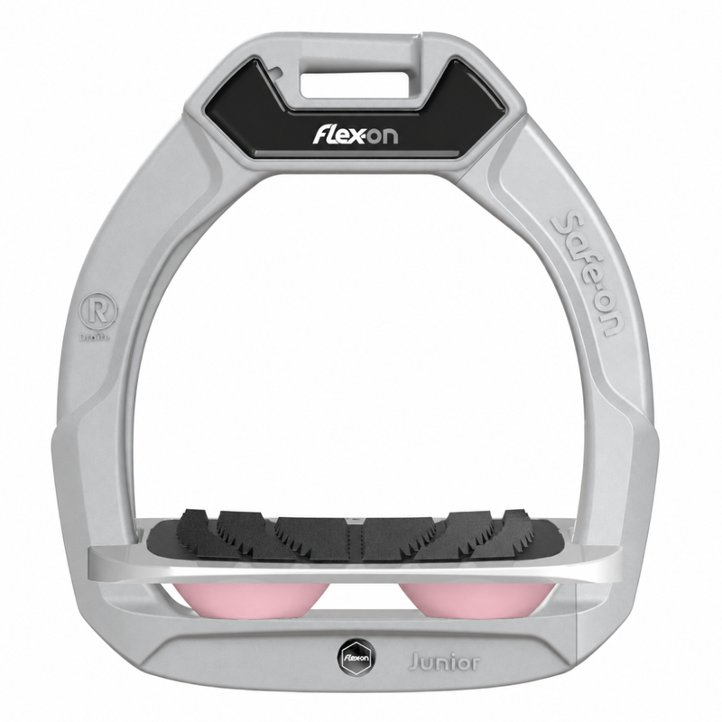 Flex-On Safe-On Junior Inclined Grip Stirrup - Grey/Grey/Light Pink