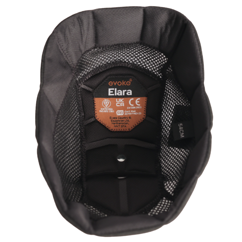 Evoke Elara Removeable Crown Padded Helmet Liner - Black