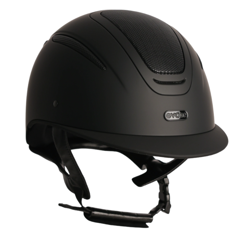 Evoke Elara Classic Peak Riding Hat - Midnight Black Matt-2
