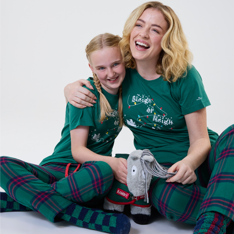 Horseware Children's Holiday PJ Set - Green Check/Navy/Red-7