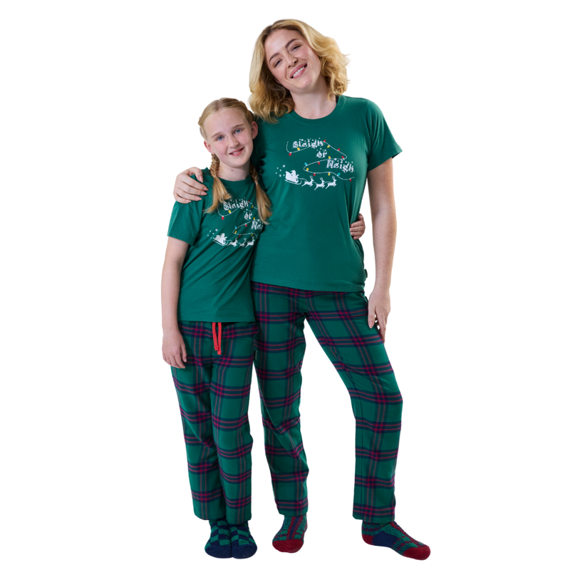 Horseware Women's Holiday PJ Set - Green Check/Navy/Red-2
