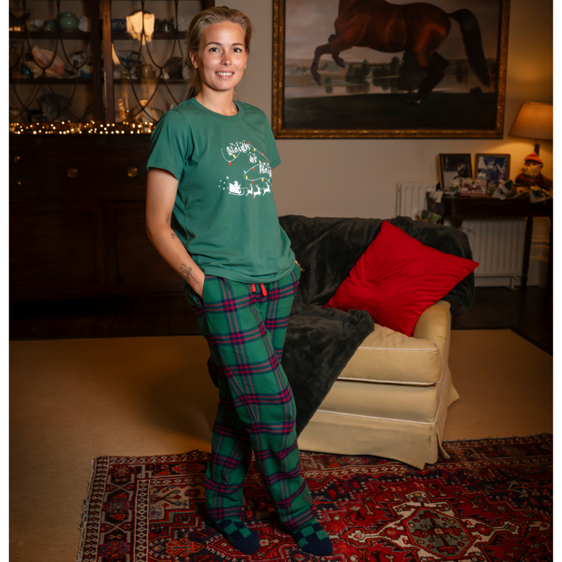 Horseware Women's Holiday PJ Set - Green Check/Navy/Red-1