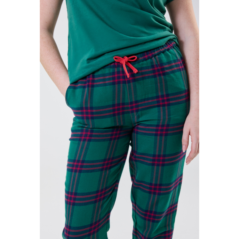 Horseware Women's Holiday PJ Set - Green Check/Navy/Red-6