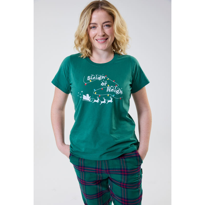 Horseware Women's Holiday PJ Set - Green Check/Navy/Red-3
