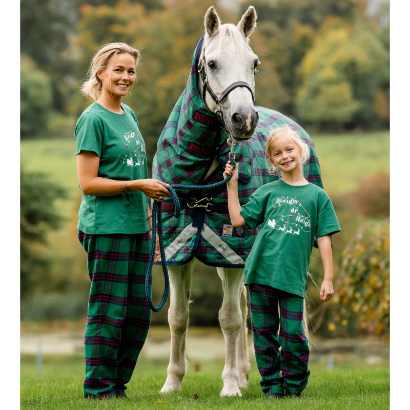 Horseware Women's Holiday PJ Set - Green Check/Navy/Red-8