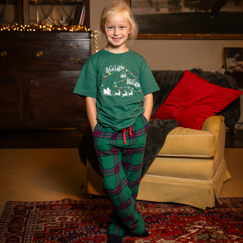 Horseware Children's Holiday PJ Set - Green Check/Navy/Red-1