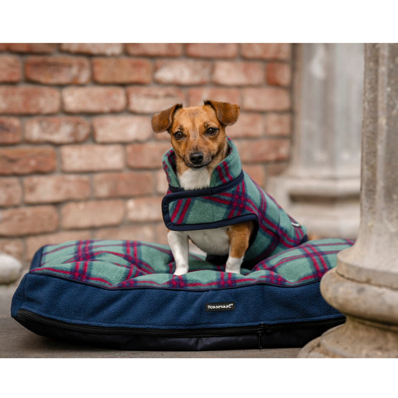 Horseware Holiday Collection Dog Fleece - Green Check/Navy/Red-2