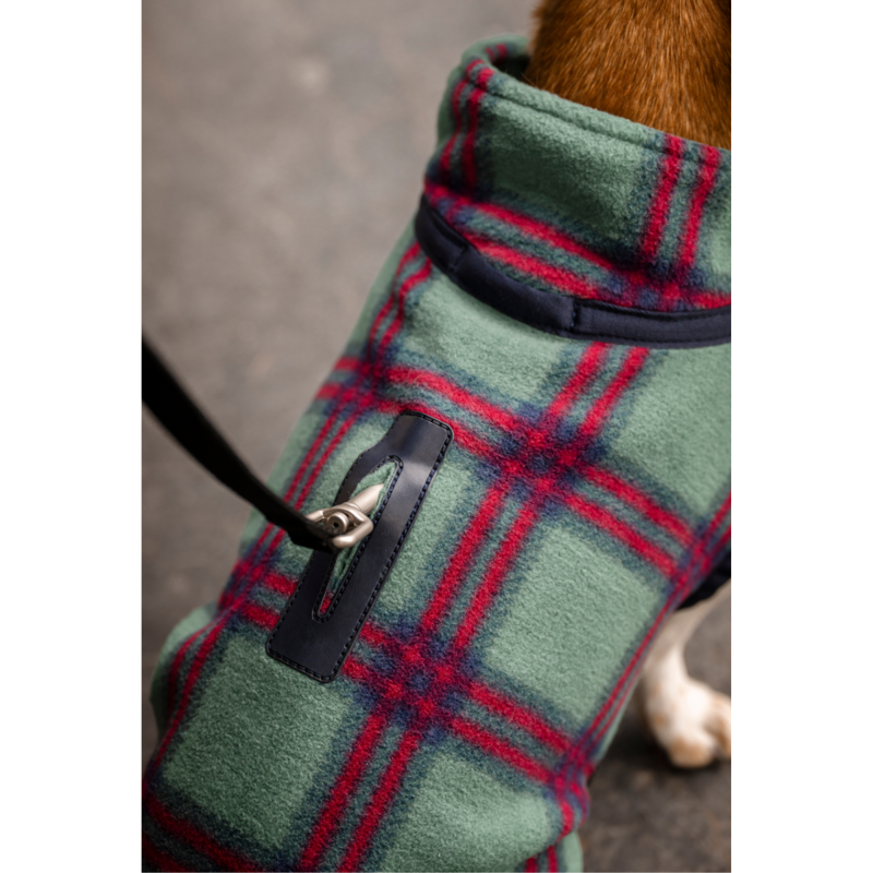 Horseware Holiday Collection Dog Fleece - Green Check/Navy/Red-7