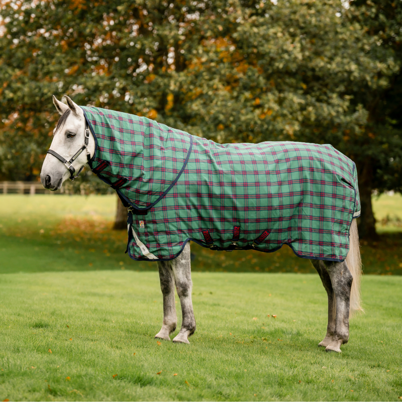 Horseware Rhino Plus Vari-Layer 250g Turnout Rug - Holiday Collection - Green Check/Navy/Red