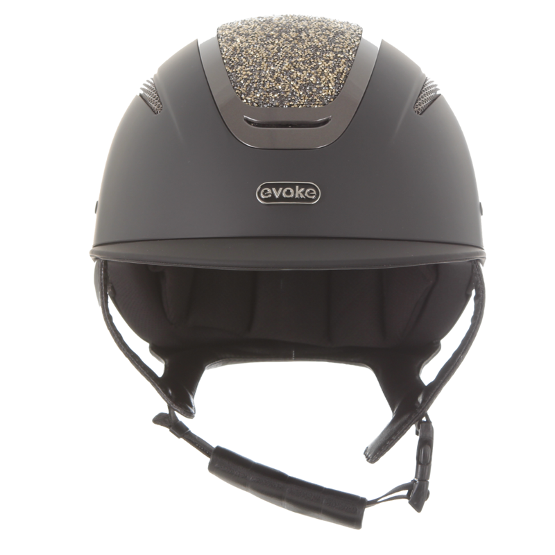 Evoke Elara Classic Peak Riding Hat - Black/Gold Crystal-2