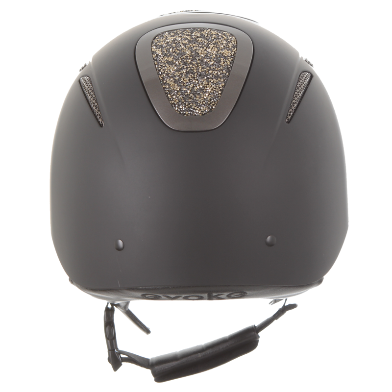 Evoke Elara Classic Peak Riding Hat - Black/Gold Crystal-3