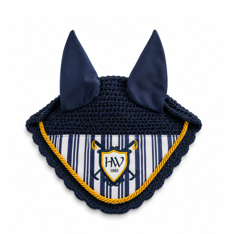 Horseware Rambo Fashion Ear Net - Navy/Gold