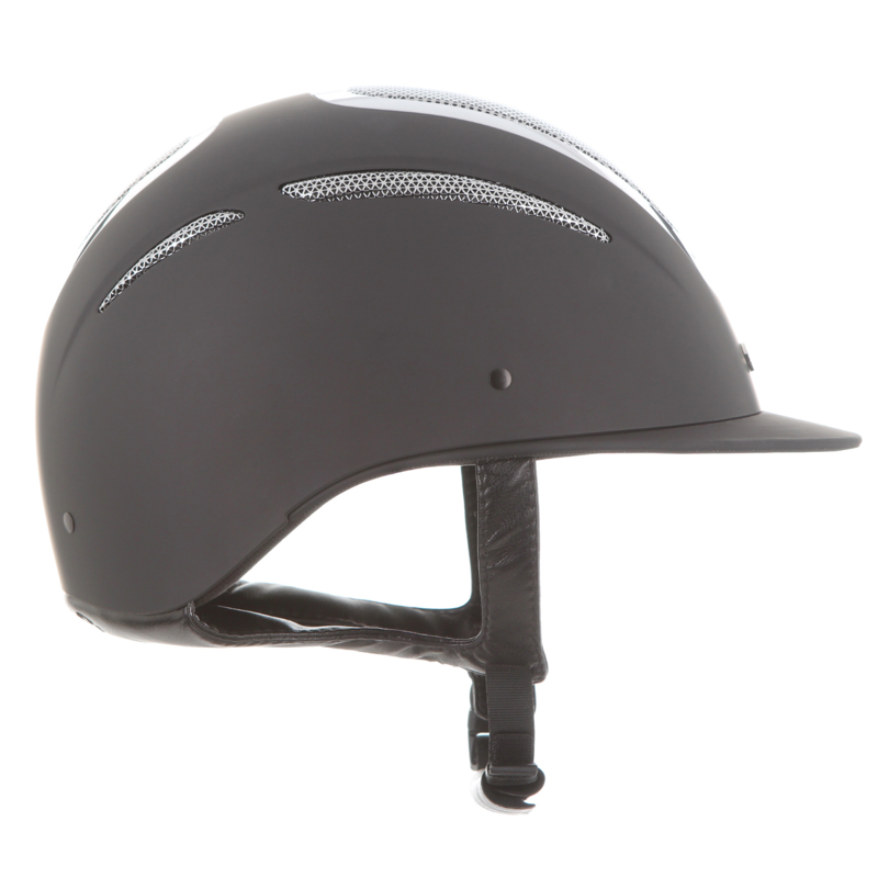 Evoke Elara Classic Peak Riding Hat - Black/Silver Chrome-2