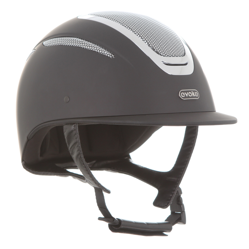 Evoke Elara Classic Peak Riding Hat - Black/Silver Chrome-3