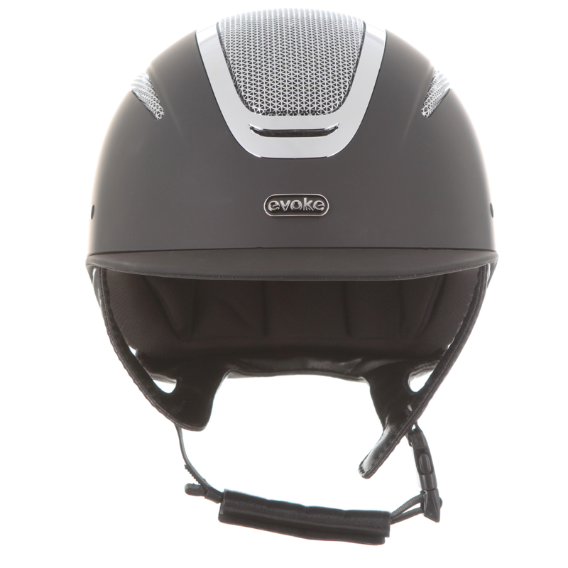 Evoke Elara Classic Peak Riding Hat - Black/Silver Chrome-4