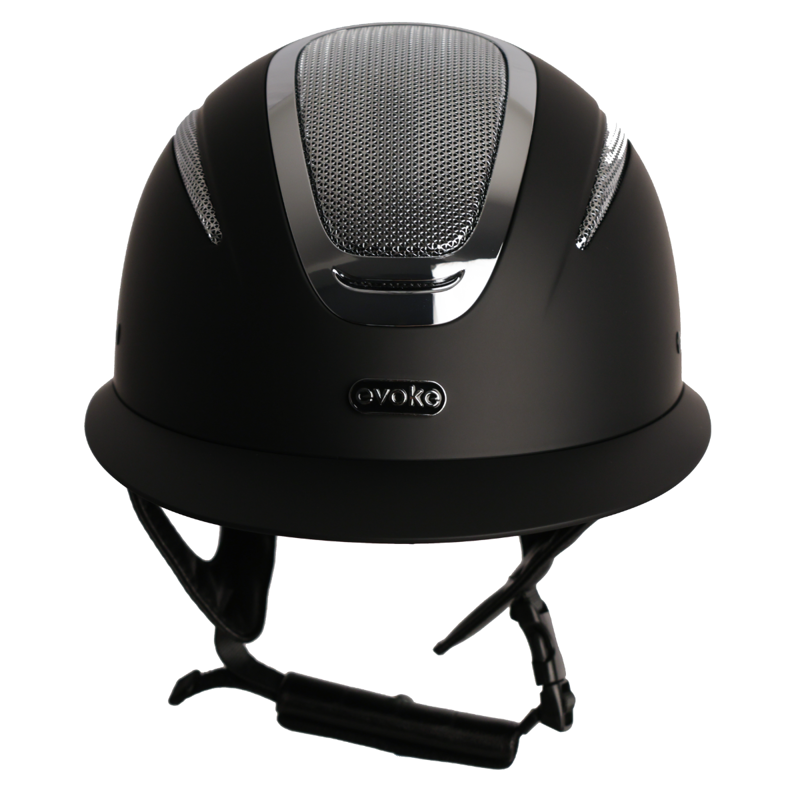 Evoke Elara Wide Peak Riding Hat - Black/Silver Chrome-3