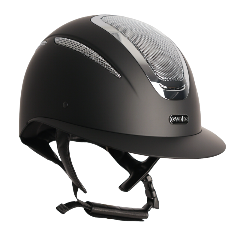 Evoke Elara Wide Peak Riding Hat - Black/Silver Chrome-1