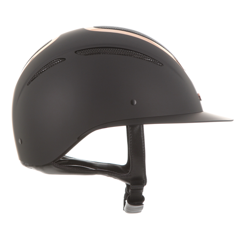 Evoke Elara Wide Peak Riding Hat - Black/Rose Gold-2