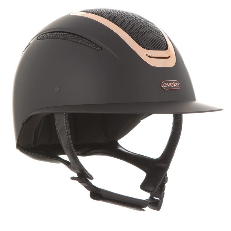 Evoke Elara Wide Peak Riding Hat - Black/Rose Gold-1