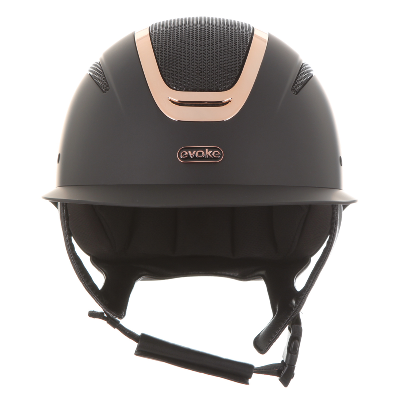 Evoke Elara Wide Peak Riding Hat - Black/Rose Gold-3