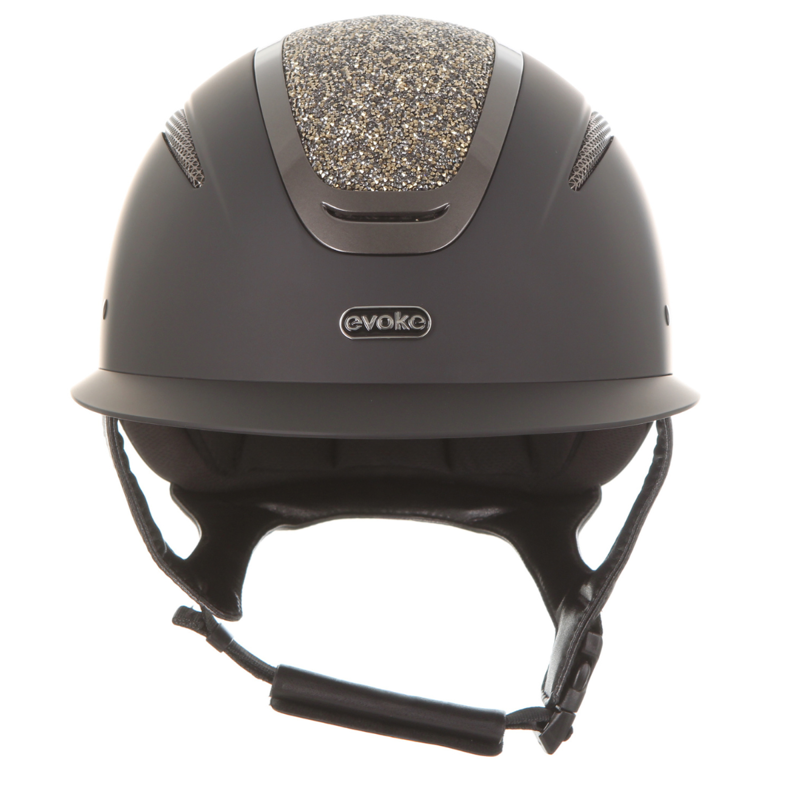 Evoke Elara Wide Peak Riding Hat - Black/Gold Crystal-3