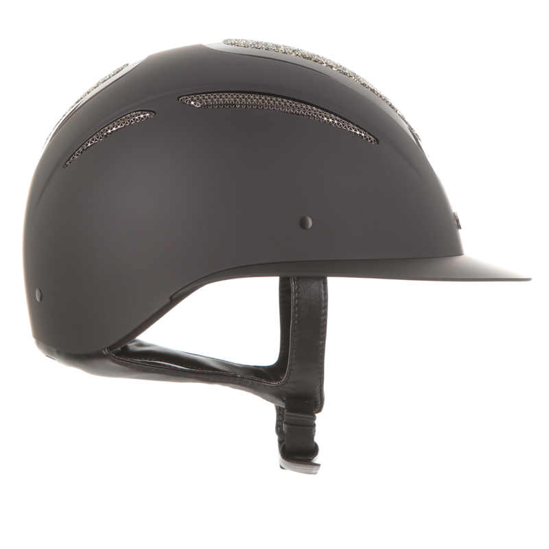 Evoke Elara Wide Peak Riding Hat - Black/Gold Crystal-4