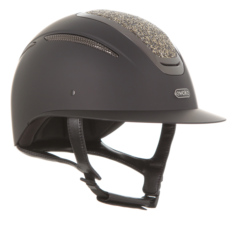 Evoke Elara Wide Peak Riding Hat - Black/Gold Crystal-1