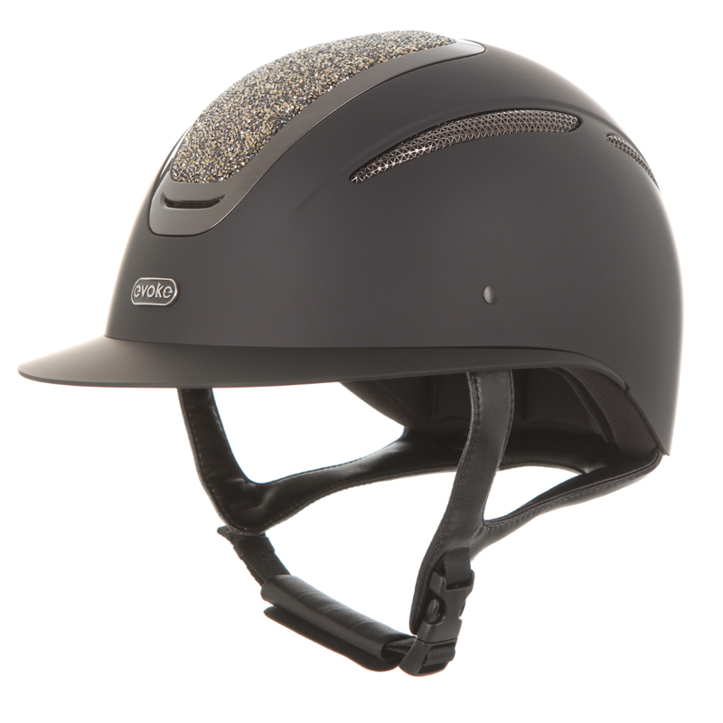 Evoke Elara Wide Peak Riding Hat - Black/Gold Crystal