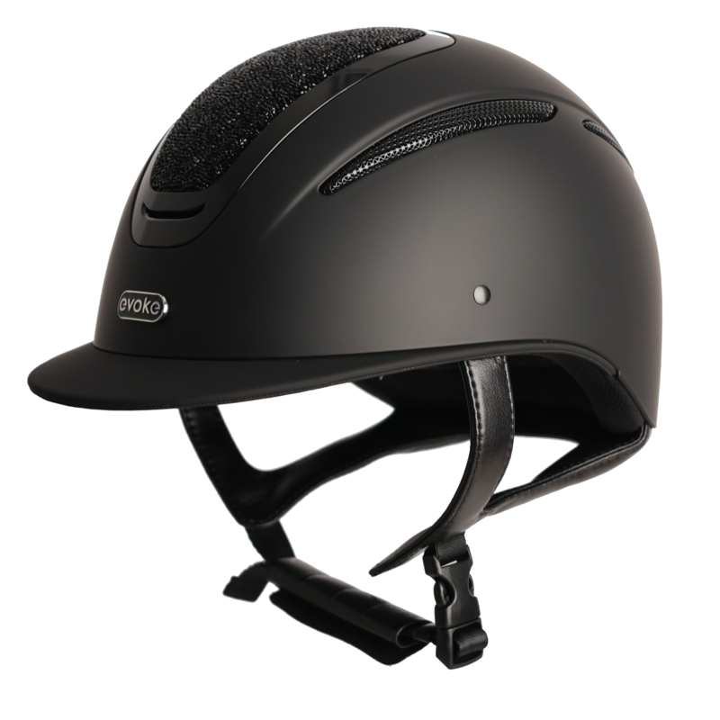 Evoke Elara Classic Peak Riding Hat - Black/Jet Black Crystal-1