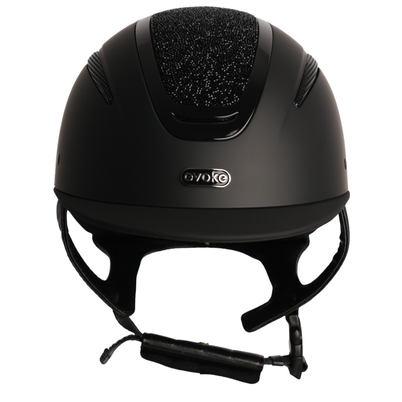 Evoke Elara Classic Peak Riding Hat - Black/Jet Black Crystal-3