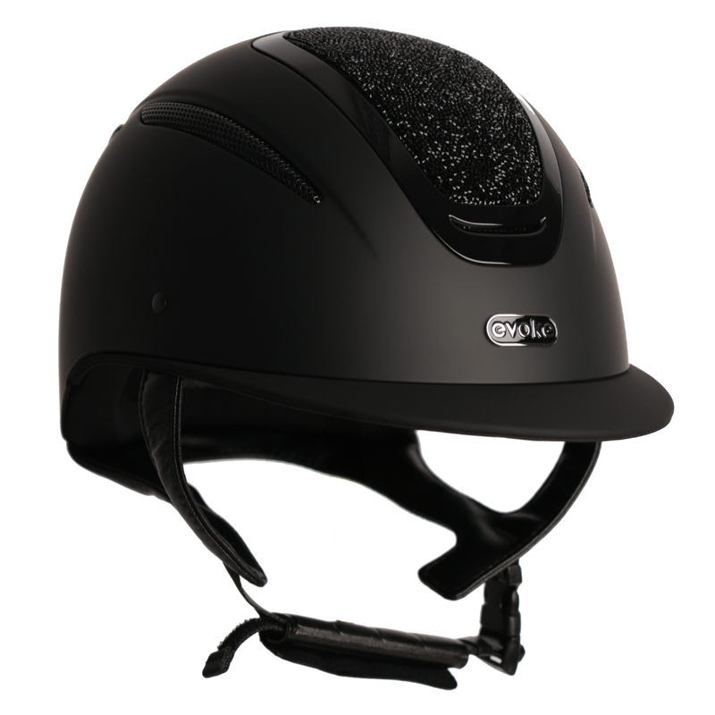 Evoke Elara Classic Peak Riding Hat - Black/Jet Black Crystal