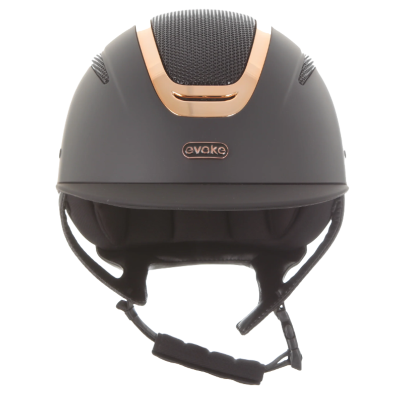 Evoke Elara Classic Peak Riding Hat - Black/Rose Gold-2