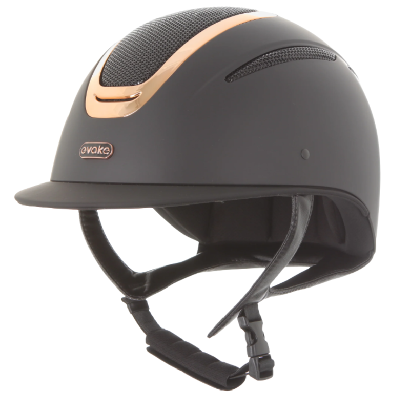 Evoke Elara Classic Peak Riding Hat - Black/Rose Gold