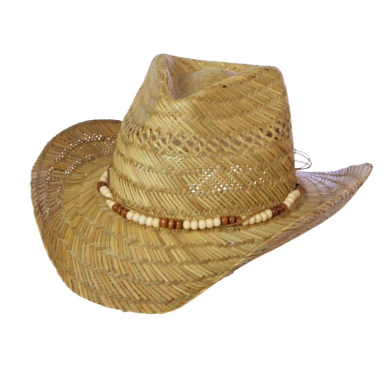 Bartleby Straw Wood Bead Cowboy Hat