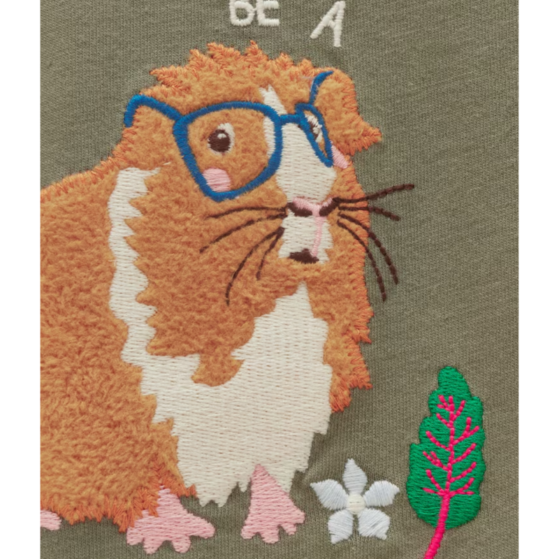 Joules Girls' Ava Applique T-Shirt - Khaki Guinea Pig-2