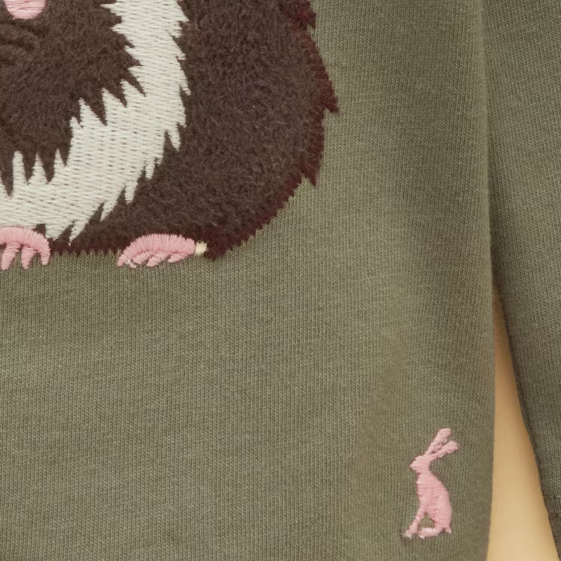 Joules Girls' Ava Applique T-Shirt - Khaki Guinea Pig-4