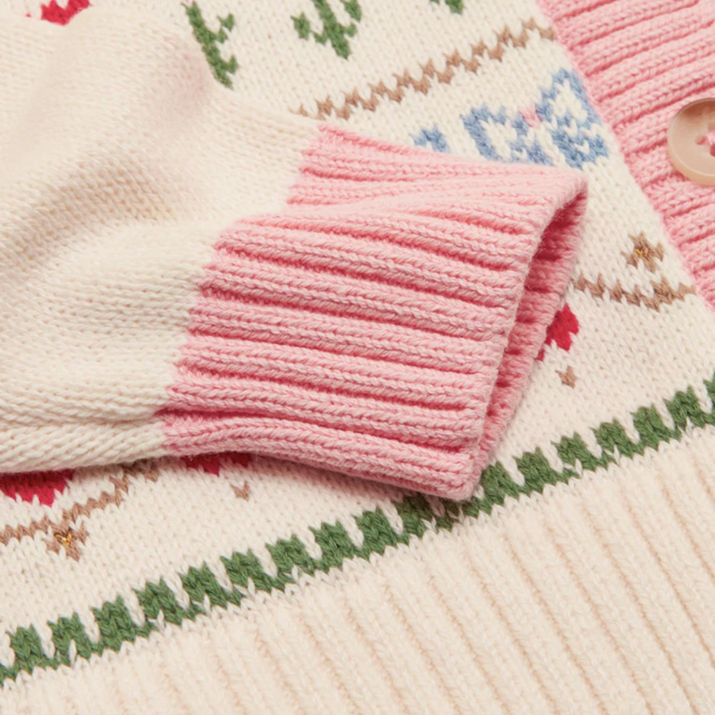 Joules Girls' Pippa Cardigan - Cream Horse-4