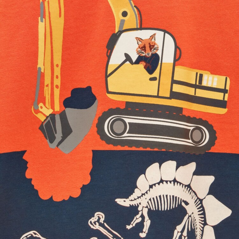 Joules Boys' Finlay Screenprint T-Shirt - Burnt Orange Digger-2
