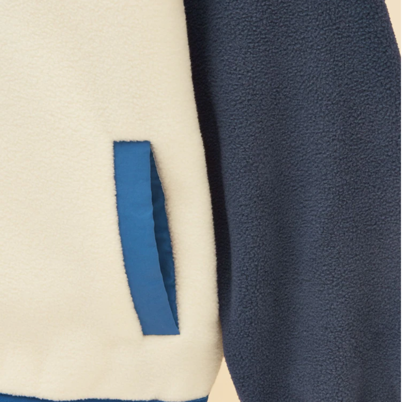 Joules Boys' Breeze Fleece Quarter Zip - Cream/Navy-4