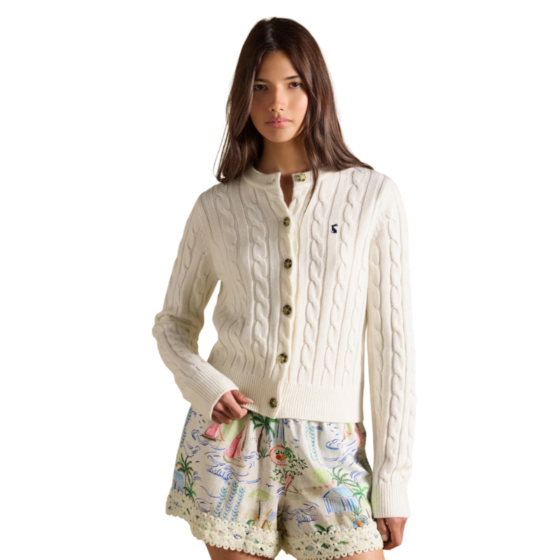 Joules Ladies Cable Cardigan - Cream