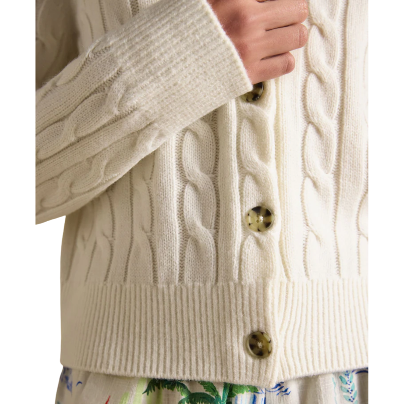 Joules Ladies Cable Cardigan - Cream-4