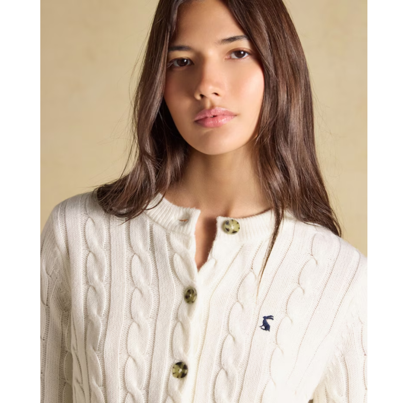 Joules Ladies Cable Cardigan - Cream-2