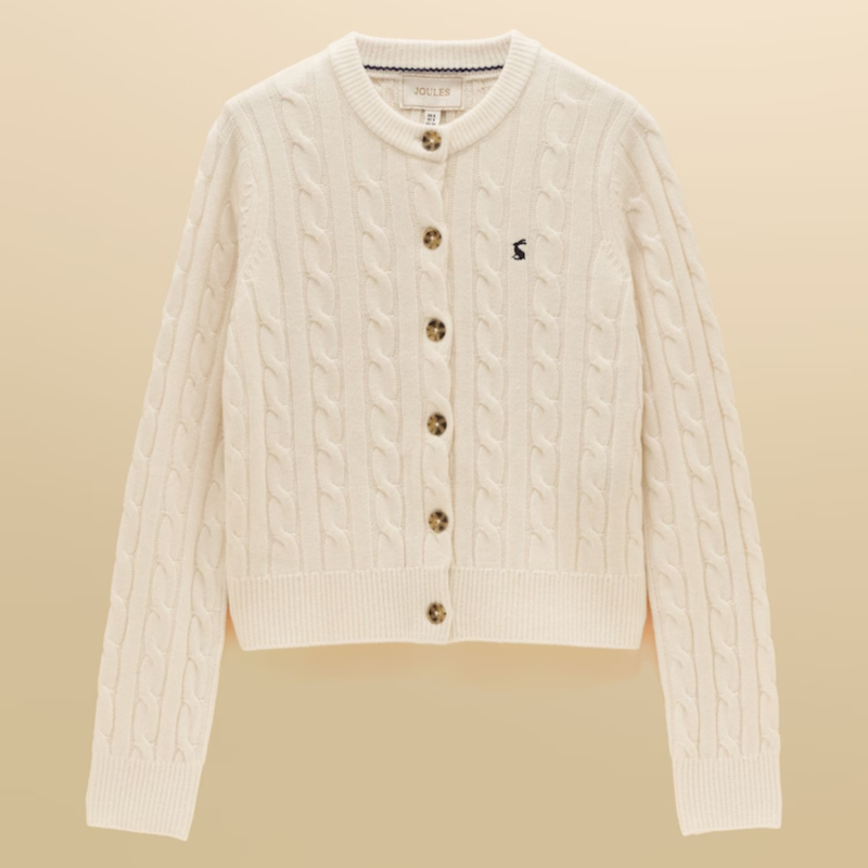 Joules Ladies Cable Cardigan - Cream-5
