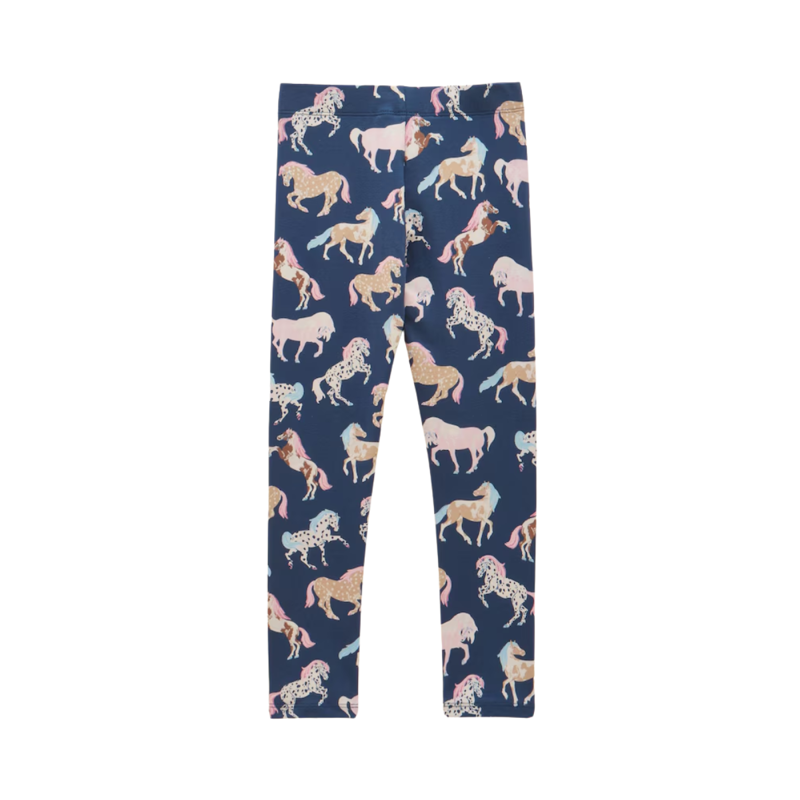 Joules Girls' Deedee Jersey Leggings - Navy Horse Print-1