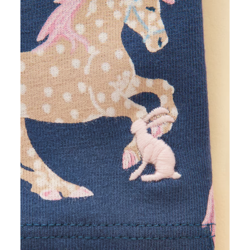 Joules Girls' Deedee Jersey Leggings - Navy Horse Print-3