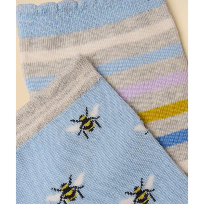 Joules Ladies Everyday 2 Pack Socks - Blue Bee-1